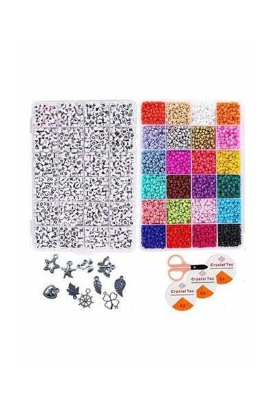 HALAMODO The Ultimate Bracelet Making DIY Set With Glass Sead Beads, Alphabet Letter Beads And Charms