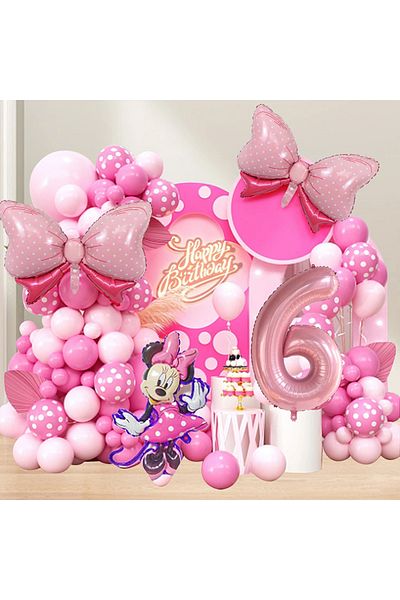 Disney as the picture as the picture 120PCS Minnie Mouse 40 inch Pink Bow Aluminum Mold Balloon Garland Arc