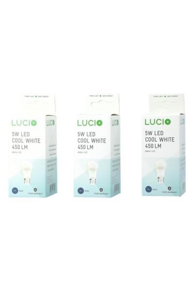 Generic Lucio 3-Pieces 6500K 5W E27 LED Bulb Set Cool White 3897325276008-3PCS