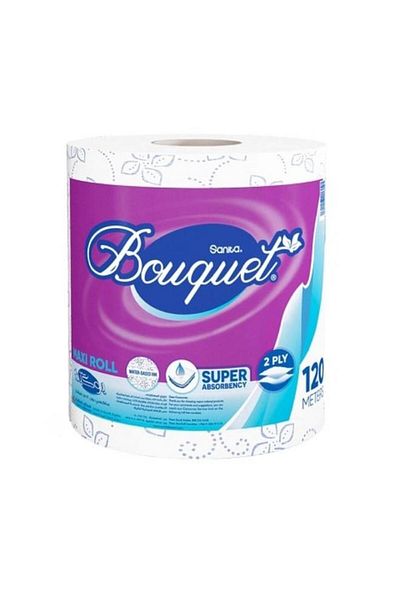 Generic Sanita 2-Ply Bouquet Embossed Pattern Maxi Paper Towel Roll White 120m TM32EP1201R12