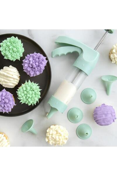 Generic NORDICWARE 19-Piece Deluxe Spritz Maker and Cup Cake Decorating Set Blue and Silver