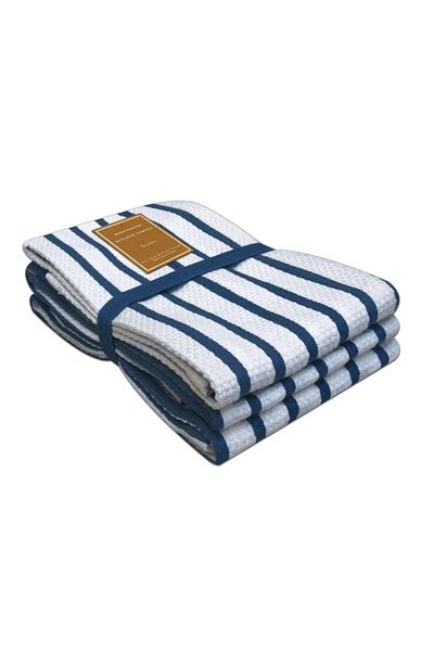 Generic Riviera 3-Piece High Quality Cotton Kitchen Towel Set Blue and White 18 x 28inch R3PC-BLUE-2
