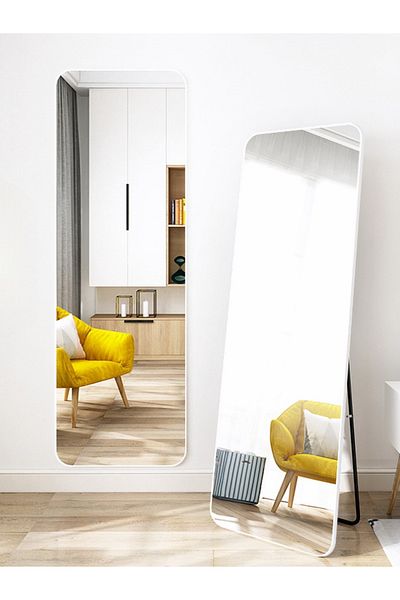 Lumely 155x 45cm White Full Length Mirror,with Rounded Frame Minimalist Design,leaning,wall-mounted