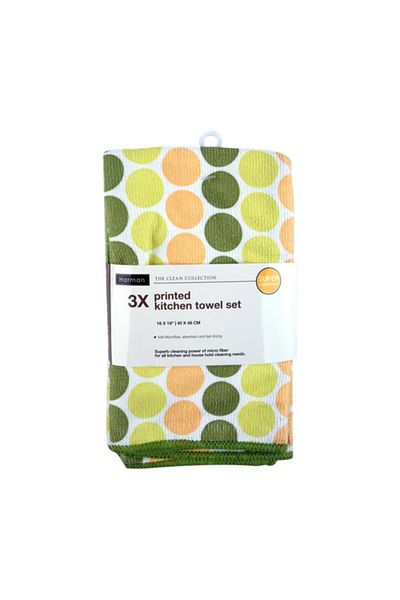 Generic HARMAN 3-Piece Dots Printed Ultra Absorbent Kitchen Towel Set Multicolor 16 x 19inch
