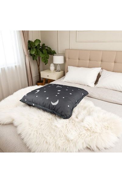 Coneltex "Moon and Stars" quilted pillow Coneltex, 70 x 70 cm, square, siliconized fiber filling, gray