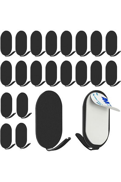Caincay Set de 20 cârlige pentru prosoape Caincay, oțel inoxidabil, negru, 5 x 3 x 3,2 cm