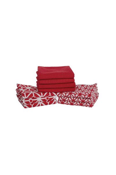 Generic Kitchen World Kitchen World 10-Piece Super Absorbent Microfiber Kitchen Towel Set Red and White