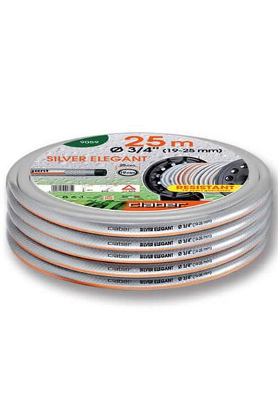 Generic خرطوم حديقة خفيف الوزن مقاوم للأشعة فوق البنفسجية من Claber Elegant Plus، خالٍ من التشابك، فضي اللون، 25 مترًا × 3/4 بوصة