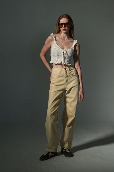 Maule Detaliu cu cataramă, croială largi, picioare largi, blugi largi, pantaloni casual pentru femei @Milano