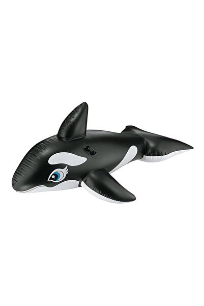 Generic INTEX PVC Inflatable Whale Ride-On with Sturdy Handles for 3 to 6 Years Black and White 119 x 193cm