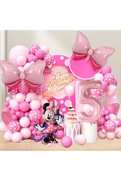 Disney as the picture as the picture 120PCS Minnie Mouse 40 inch Pink Bow Aluminum Mold Balloon Garland Arc