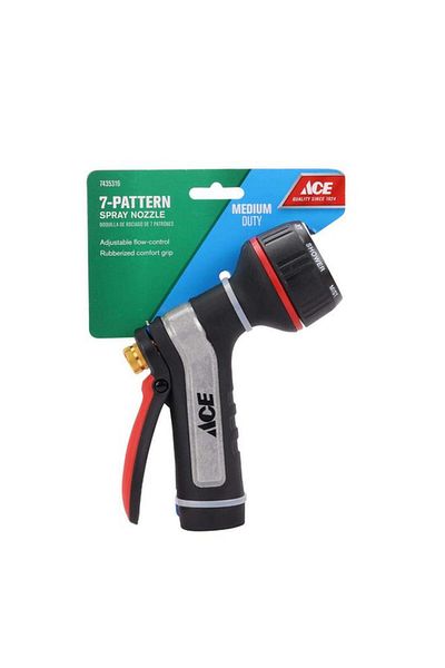 Generic فوهة خرطوم رش ACE 7-Pattern متوسطة التحمل قابلة للتعديل باللونين الأسود والرمادي 7435316