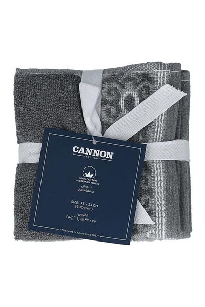 Generic Cannon 4-Piece Super Soft Cotton Jacquard Towel Set Grey 33 x 33cm F-T-CN-E25-JQ-GRY