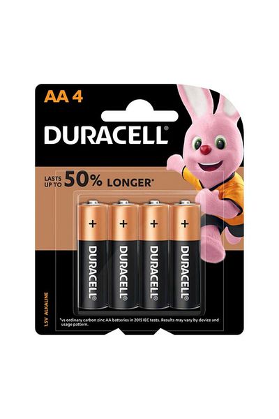 Generic مجموعة بطاريات دوراسيل AA قلوية عالية الأداء طويلة الأمد، مكونة من 4 قطع باللونين الأسود والنحاسي