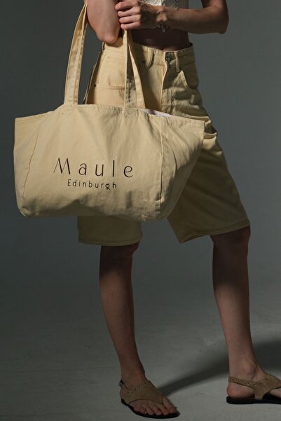 Maule Geantă de umăr pentru femei, 100% bumbac, indigo, cu broderie Maule