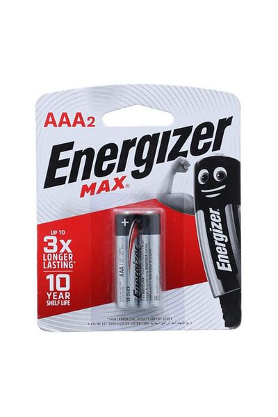 Generic مجموعة بطاريات قلوية طويلة العمر من إنرجايزر AAA E92، قطعتين، متعددة الألوان ‎06101-E92BP2