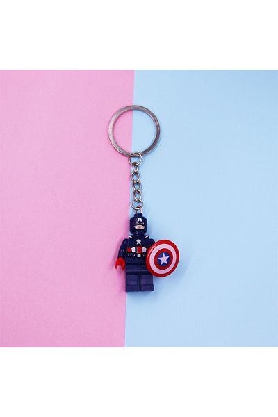 Miniso Steve Rogers Avengers Spider-Man Iron Man Anime Character Building Blocks Key Chain Action Figure Ba
