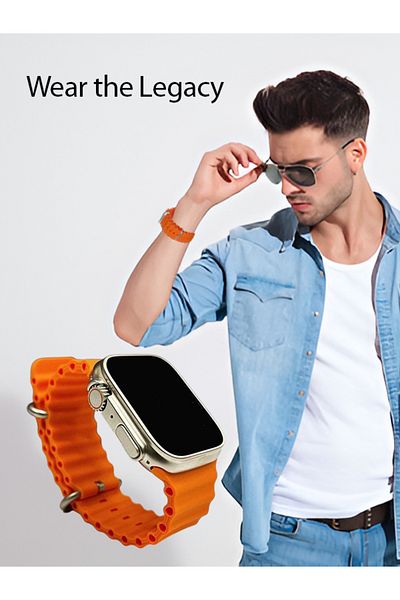 MACON T500 Ultra Pro Clip USB Charging Smart Watch Ocean Band Loop Wrist Strap - Orange