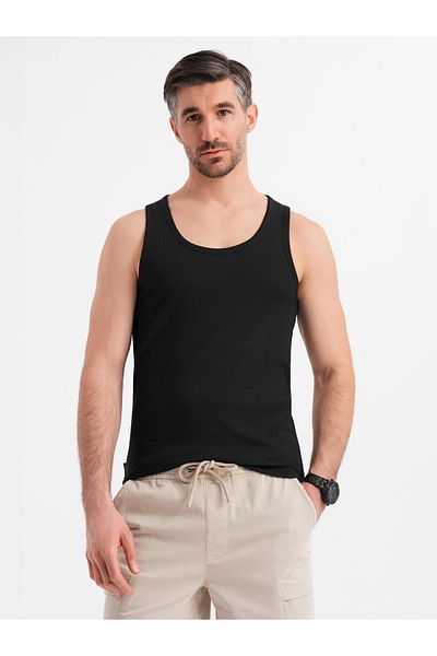 OMBRE Herren Baumwoll-Basic-T-Shirt mit Trägern - schwarz V3 OM-TSBT-0239 M