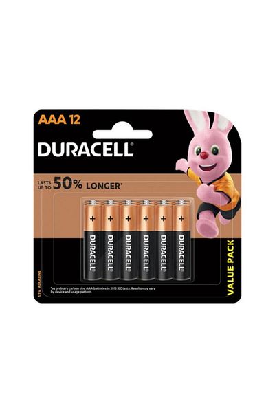 Generic بطارية دوراسيل القلوية AAA، 12 قطعة، لون أسود ونحاسي، 37333