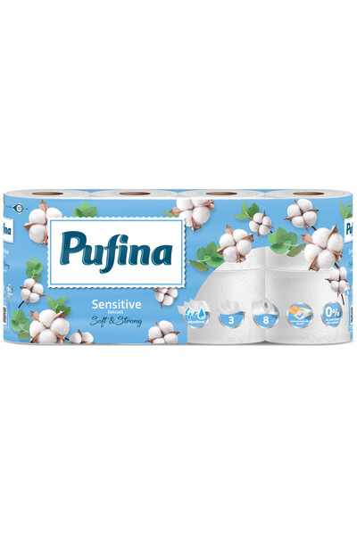 PUFINA Hartie igienica Pufina Sensitive, 8 role, 3 straturi