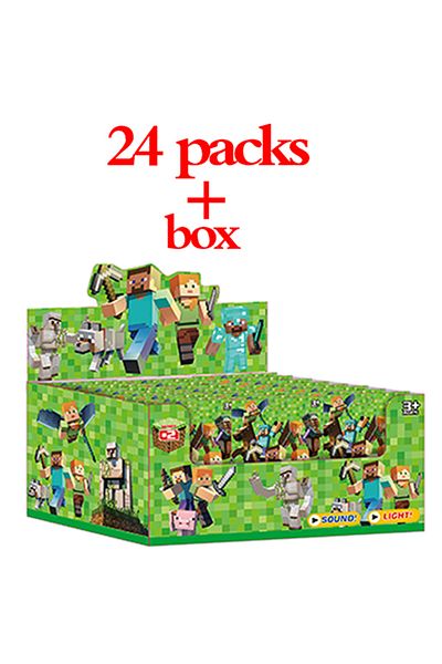 BANDAI random 24 packs 2-24pcs Anime Minecraft Figure Blind Box Action Figurine Doll Kits Collection PVC Mo