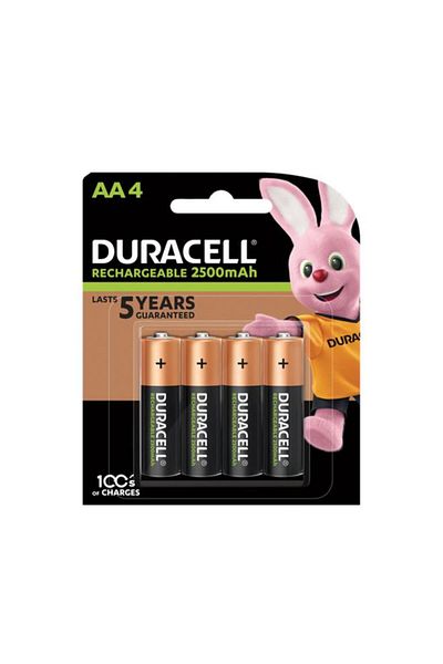 Generic بطارية دوراسيل AA قابلة لإعادة الشحن، 4 قطع، لون أسود ونحاسي، 2500 مللي أمبير/ساعة، 37424/37519