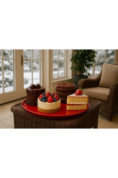 Davet Unbreakable Melamine Round 33cm Pastry Presentation Plate - 33 cm Pastry Presentation Plate Unbreakable Melamine