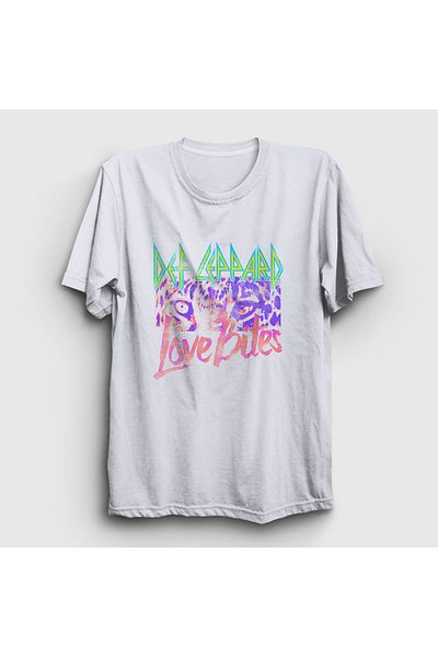 Presmono Unisex Λευκό Love Bites Def Leppard T-Shirt 550237tt