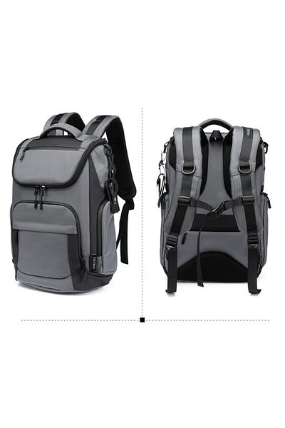 OZUKO Unisex backpack, waterproof, 15.6 inch laptop compartment, multifunctional, OZUKO OZ9409GY Gray