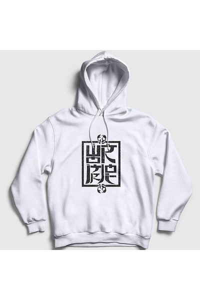 Presmono Unisex Λευκό λογότυπο κρανίου Wormrot Hooded φούτερ 551420tt