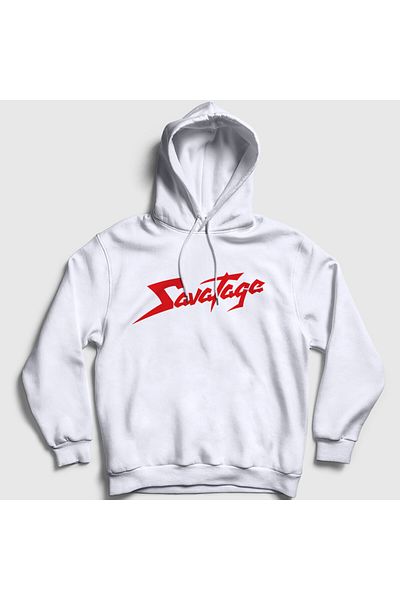 Presmono Unisex Λευκό λογότυπο Metal Savatage Hooded φούτερ 549770tt