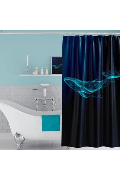 Tropikhome Perdea de duș 3D cu 12 inele, Phantom