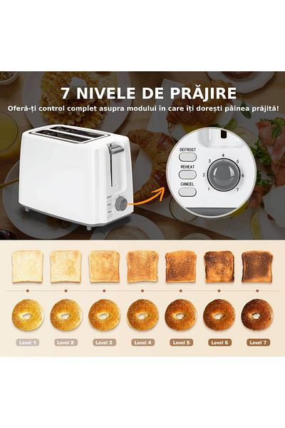Sofia Concept Warrior Toaster, 750 W, 2 Slices, 7 Settings, Defrost/Reheat Function, White