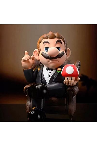 BANDAI no box 01 Super Mario as The Godfather 007 PVC Action Figures Toy Model Toys 16cm