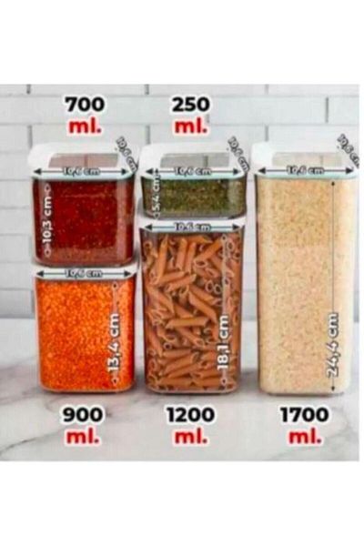 VİP AHMET Vip Ahmet 6 Set 30 Pieces - Square Vacuum Storage Container