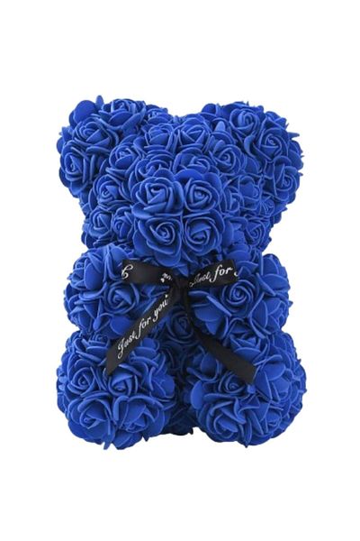 SUPER TRENDS Ursuleț de burete cu trandafir Premium SUPER TRENDS®, 25 cm, flori suplimentare, ursuleț lucrat manual, cutie cadou inclusă, Da
