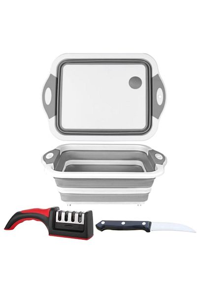 SUPER TRENDS Set Tocator Multifunctional Pliabil 3 in 1 Premium + Cutit Curatare + Ascutitor SUPER TRENDS, Lighea