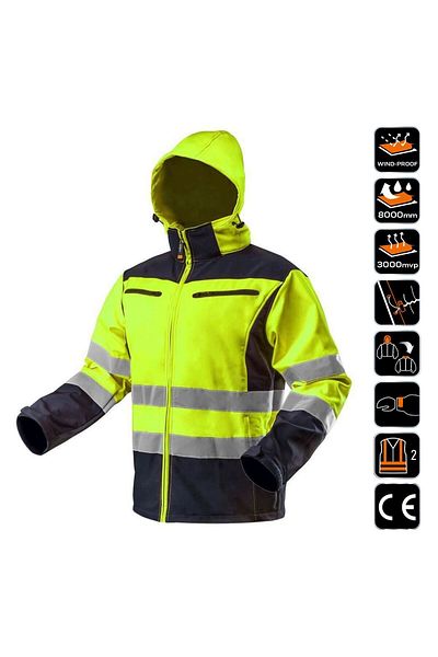 NEO Geaca De Lucru, Reflectorizanta, Galben, Impermeabil, Model Visibility, Marimea L/52,