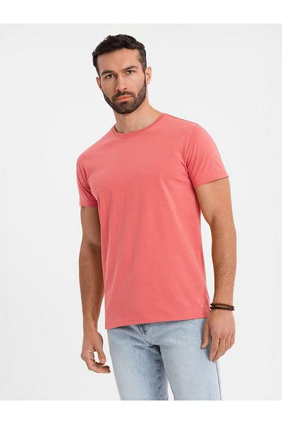 OMBRE BASIC Herren klassisches Baumwoll-T-Shirt - Koralle V17 OM-TSBS-0236 M
