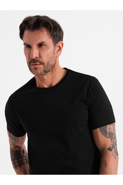 OMBRE Klassisches BASIC Herren Baumwoll T-Shirt - schwarz V1 OM-TSBS-0236 XL