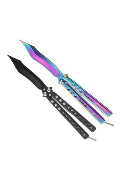 Urban Trends Set of 2 CS:GO Knives Butterfly Balisong Knife with URBAN TRENDS® Blade, For Training, Unsharpened,