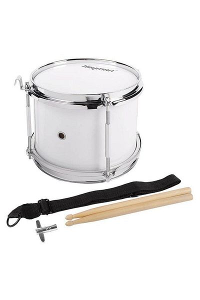Hayman JSD008WH Premier marching band snare drum white 8” straps sticks