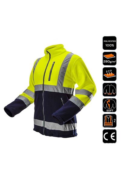NEO Geaca De Lucru, Reflectorizanta, Lana Polara, Galben, Model Visibility, Marimea M/50,
