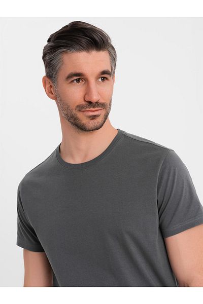 OMBRE Klassisches Herren-BASIC-T-Shirt aus Baumwolle - Graphit V15 OM-TSBS-0236 L