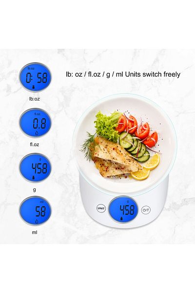 Sofia Concept Cantar de bucatarie multifunctional, 5kg, Functie tara, Cantarire lichide, Control touch, Alb
