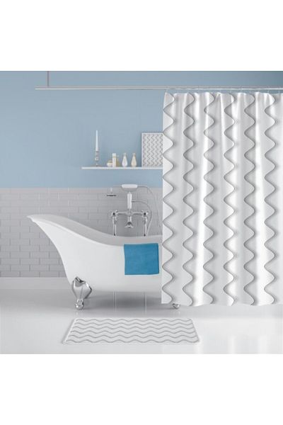 Tropikhome Perdea de duș cu 12 inele, dimensiune 180x200cm WaterWay