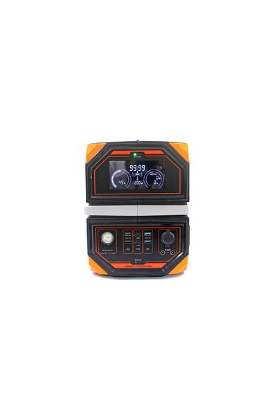 Technaxx Tx-231 Charging Station, 917wh, 1200w, Usb-c, Usb-a, 2 X 230v, Car Socket, Black/orange