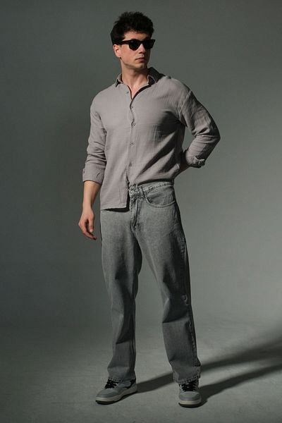 Domoda "100% Cotton Jean Fabric Straight Leg Casual Baggy Men's Pants @Mantova