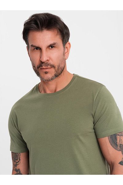 OMBRE BASIC Herren T-Shirt aus klassischer Baumwolle - Khaki V6 OM-TSBS-0236 L
